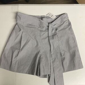 J crew tie waist short stripe in organic cotton size 8 women’s NWT